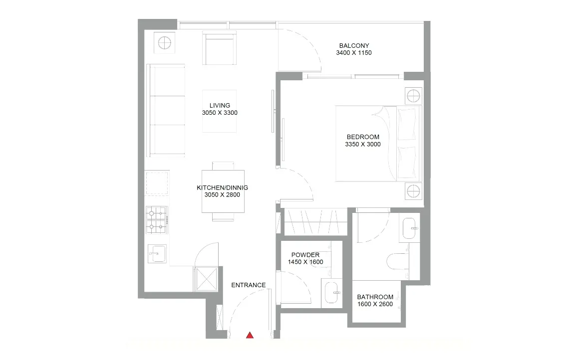 1 BR Floor Plan A
